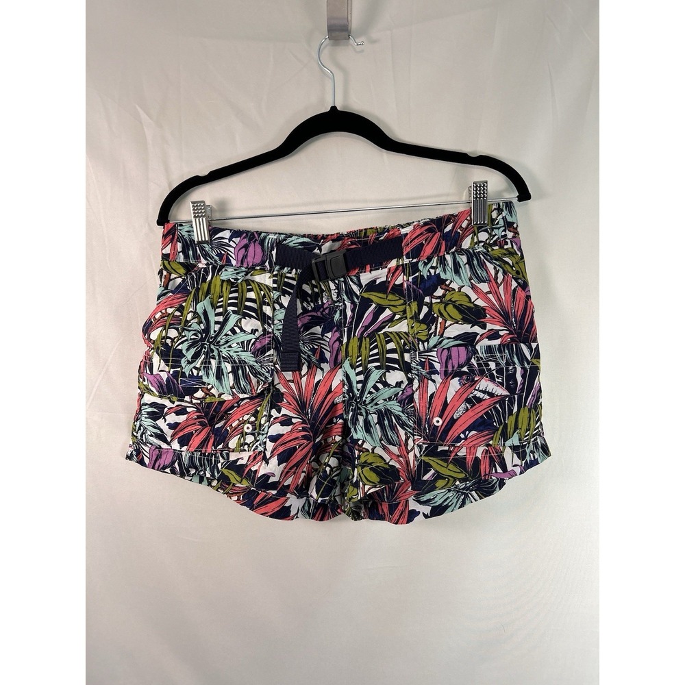Columbia Shorts Womens Medium Tropical Toucan Floral Belt Summer Vacation